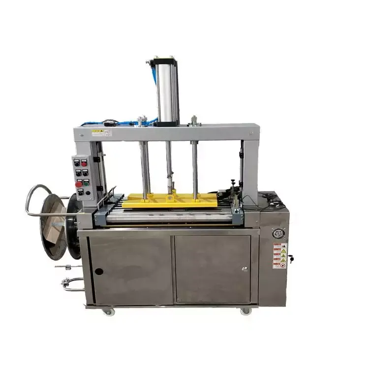Fully automatic Top Pressurized strapping machine rolling table box packing machine cartons sealing PP strap belt bundle