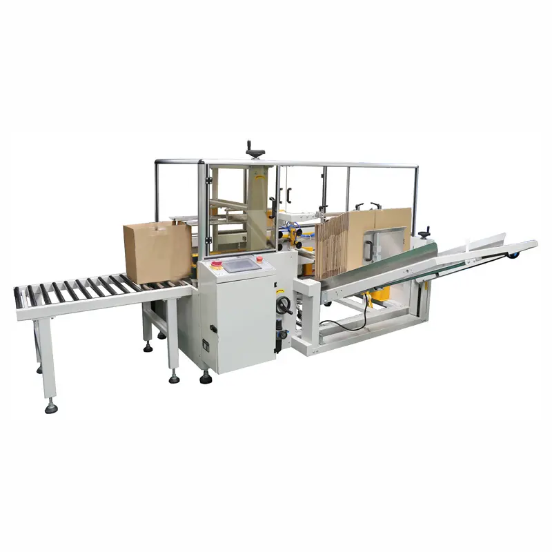 Automatic vertical carton box erector machine box packing machine fold auto sealing tape sealer box forming machine