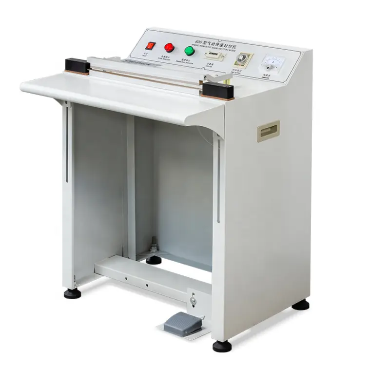 QF-400 Pneumatic sealing machine and cutting machine for plastic bag can be used with shrink tunnel machine production line